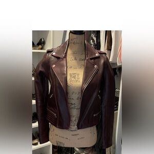 Maje Moto genuine Leather Jacket - Black